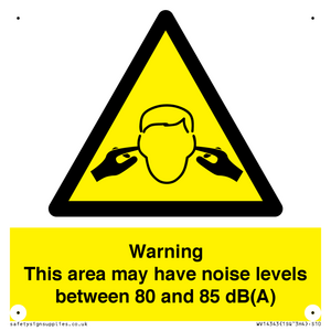 Warning Noise Levels in this area between 80 and 85 dB